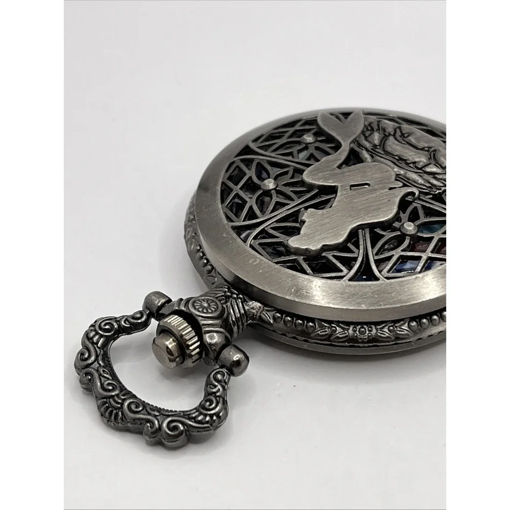 Disney The Little Mermaid Ariel and Eric Pocket Watch Pewter- New Battery - Picture 3 of 5